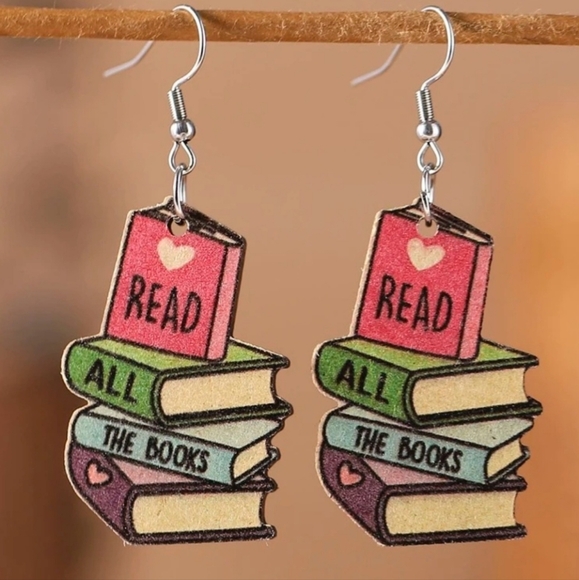 Read All The Books Drop 3" Earrings - Picture 1 of 1
